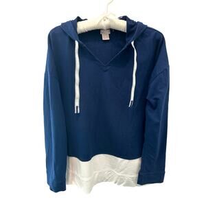 CHICO’S | Zenergy Navy Colorblock Hoodie Sweatshirt | Size 2 Large